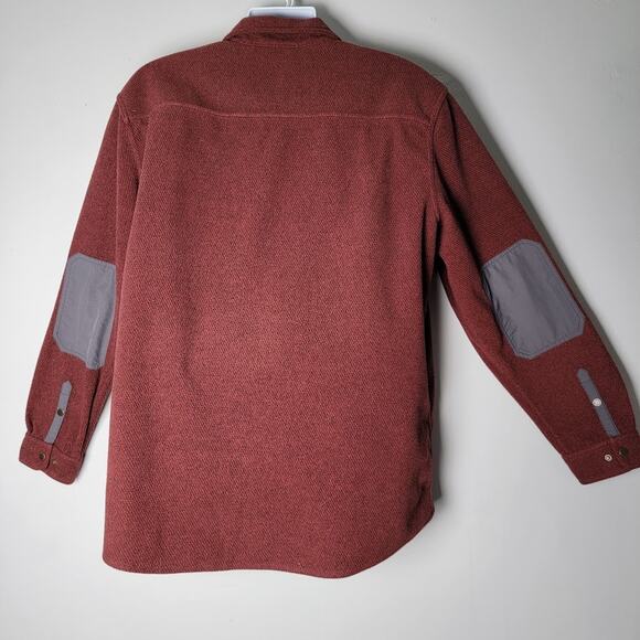 LL Bean Shirt Jacket Men’s XL Red Snap Fleece Shacket Elbow Patches Gorpcore - Picture 3 of 9